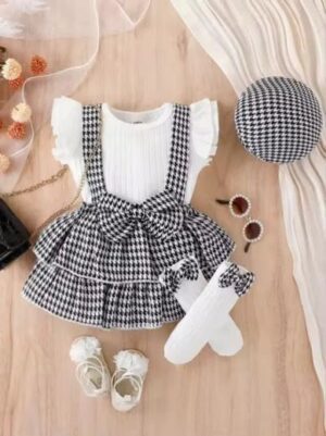 Tenue classique pied-de-poule pour bébé fille